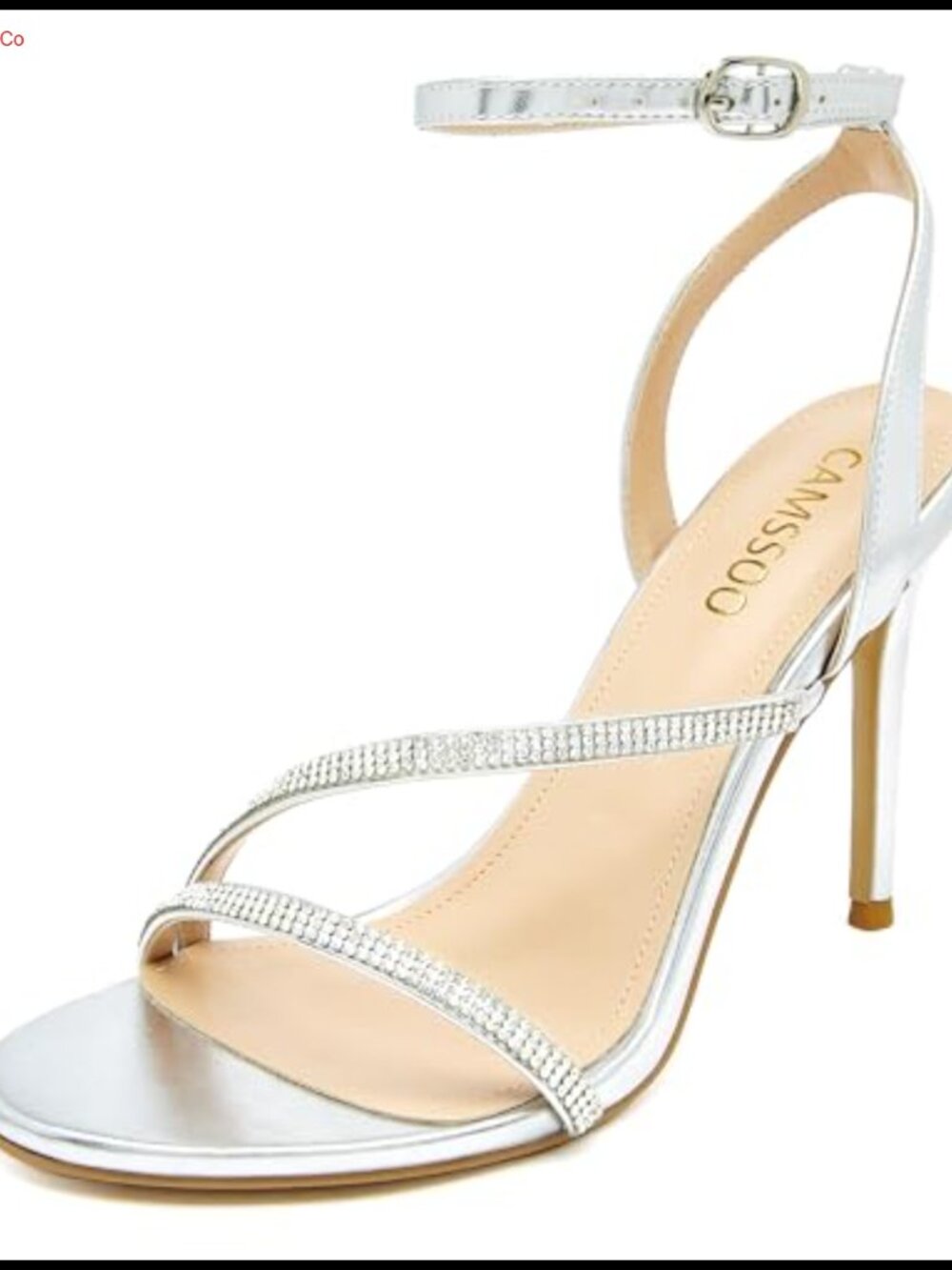 CAMSSOO Women's Rhinestone Strappy Heels Stiletto Sandals